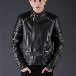 Diesel Black Gold Biker Leather Jacket, Euro Size 48, Used